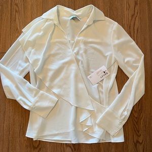 NWT Bailey 44 White Ruffle Yasmine Blouse XS